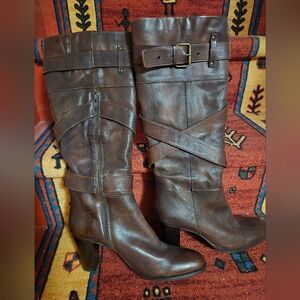 Brown Italian Leather Arnold Churgin  Knee-High Boots